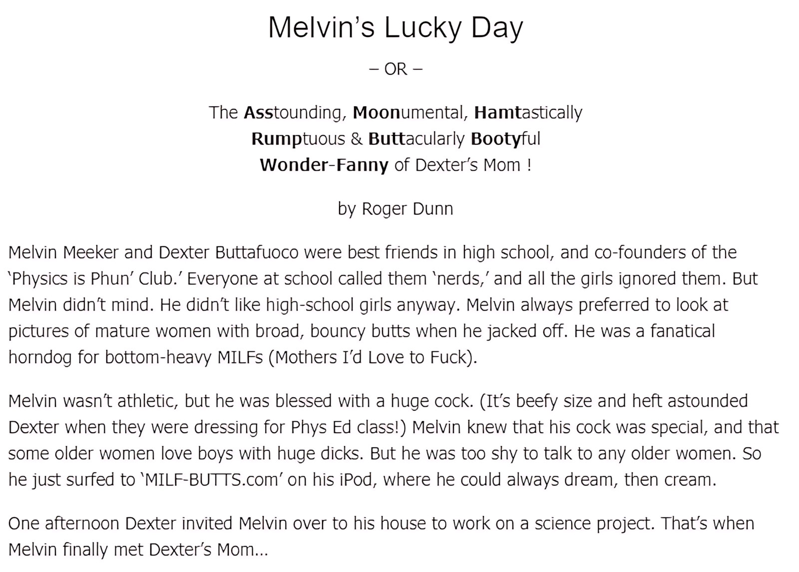 Melvin’s Lucky Day [The FOXXX], Melvin’s Lucky Day, page 1 of 19